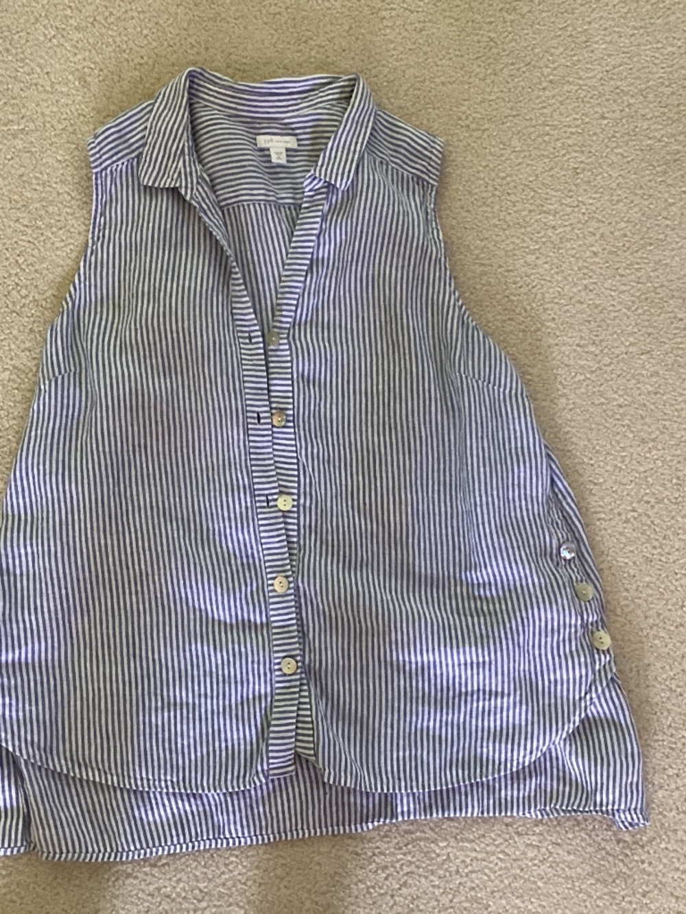 J Jill Linen blue and white striped top XLP